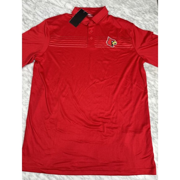 captivating University of Louisville Cardinals Polo Golf Shirt Mens Large Red - Picture 3 of 9